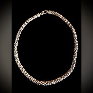 Vintage Sterling Silver Woven Mesh Necklace 20” Heavy 50.6g Statement